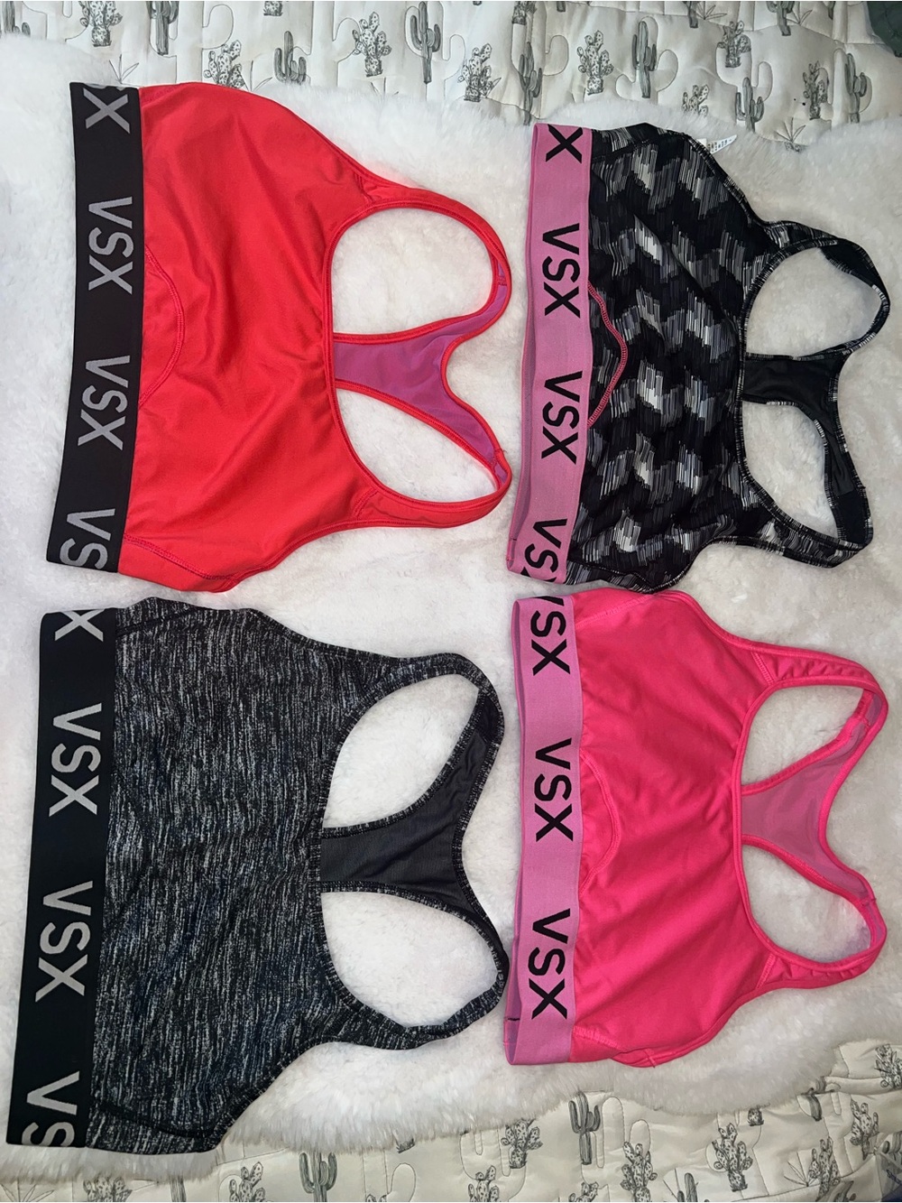 VSX Racerback Sports Bras in Red, Pink & Black
